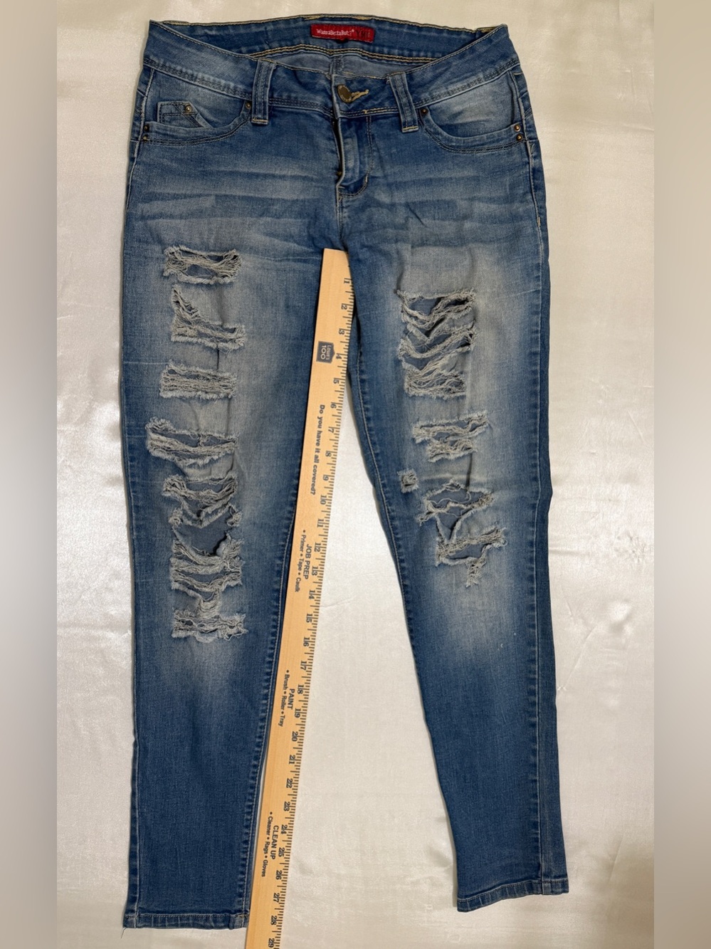 Wannabettabutt YMI Jeans Blue Distressed Skinny Jeans Size 7